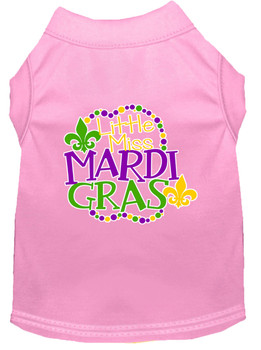 Miss Mardi Gras Screen Print Mardi Gras Dog Shirt - Light Pink