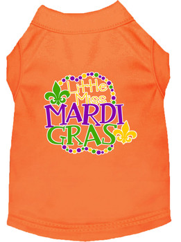 Miss Mardi Gras Screen Print Mardi Gras Dog Shirt - Orange