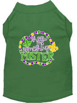 Throw Me Something Screen Print Mardi Gras Dog Shirt - Green