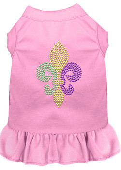 Mardi Gras Fleur De Lis Rhinestone Dress - Light Pink