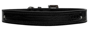 18mm Two Tier Faux Croc Collar - Black