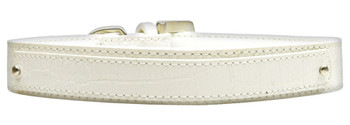 18mm Two Tier Faux Croc Collar - White