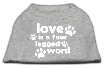 Love Is A Four Leg Word Screen Print Shirt - Grey