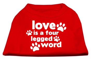 Love Is A Four Leg Word Screen Print Shirt - Red