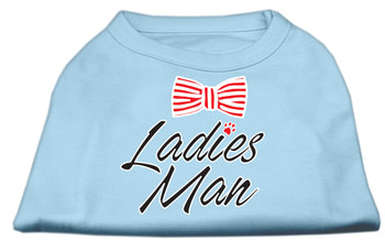 Ladies Man Screen Print Dog Shirt - Baby Blue