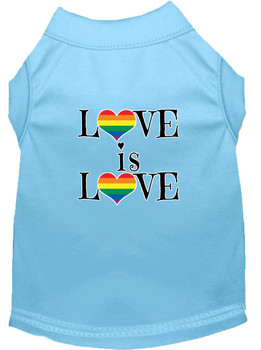 Love Is Love Screen Print Dog Shirt - Baby Blue