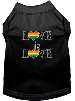 Love Is Love Screen Print Dog Shirt - Black