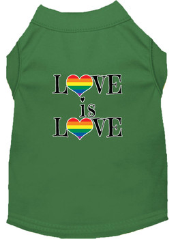 Love Is Love Screen Print Dog Shirt - Green