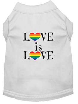 Love Is Love Screen Print Dog Shirt - White