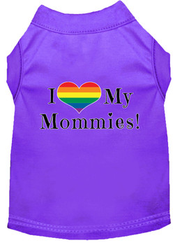 I Heart My Mommies Screen Print Dog Shirt - Purple