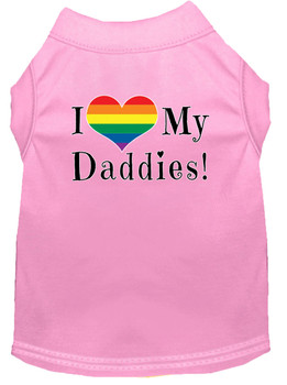 I Heart My Daddies Screen Print Dog Shirt - Light Pink