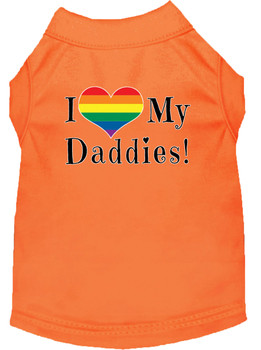 I Heart My Daddies Screen Print Dog Shirt - Orange