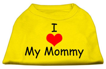 I Love My Mommy Screen Print Dog Shirts - Yellow