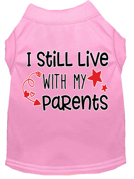 Still Live With My Parents Screen Print Dog Shirt - Light Pink