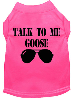 Talk To Me Goose Screen Print Dog Shirt - Bright Pink