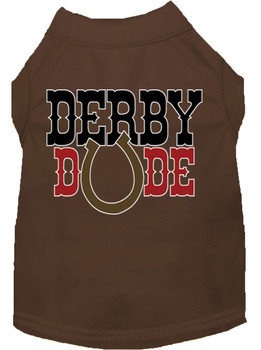 Derby Dude Screen Print Dog Shirt - Brown
