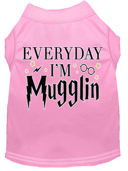 Everyday I'm Mugglin Screen Print Dog Shirt - Light Pink