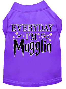 Everyday I'm Mugglin Screen Print Dog Shirt - Purple