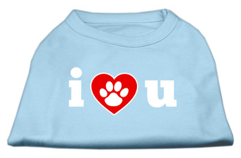 I Love U Screen Print Dog Shirt - Baby Blue