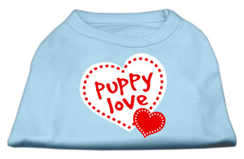 Puppy Love Screen Print Dog Shirt - Baby Blue