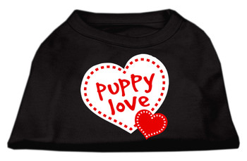 Puppy Love Screen Print Dog Shirt - Black