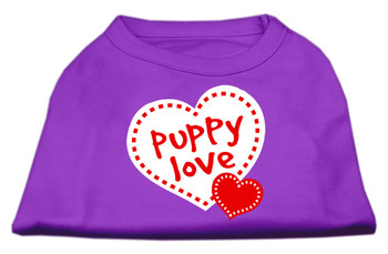 Puppy Love Screen Print Dog Shirt - Purple