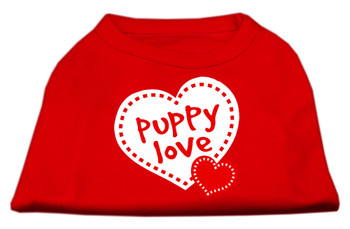 Puppy Love Screen Print Dog Shirt - Red