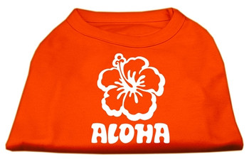 Aloha Flower Screen Print Shirt - Orange