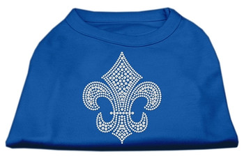 Silver Fleur De Lis Rhinestone Shirts - Blue