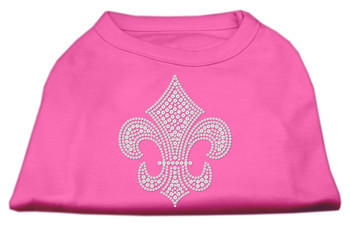 Silver Fleur De Lis Rhinestone Shirts - Bright Pink