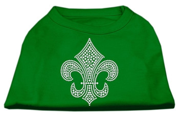 Silver Fleur De Lis Rhinestone Shirts - Emerald Green