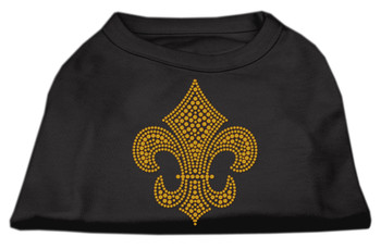 Gold Fleur De Lis Rhinestone Shirts - Black