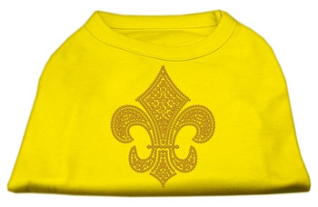 Gold Fleur De Lis Rhinestone Shirts - Yellow