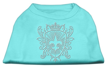 Rhinestone Fleur De Lis Shield Shirts - Aqua
