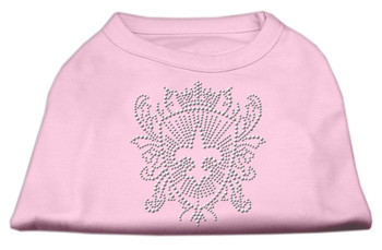 Rhinestone Fleur De Lis Shield Shirts - Light Pink