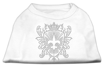 Rhinestone Fleur De Lis Shield Shirts -White
