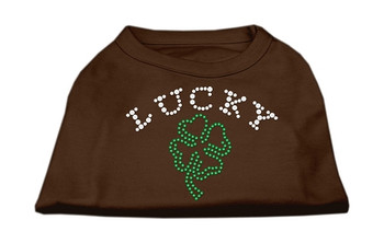 Four Leaf Clover Outline Rhinestone Shirts - Brown