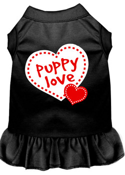 Puppy Love Screen Print Dress - Black