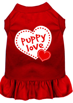 Puppy Love Screen Print Dress - Red