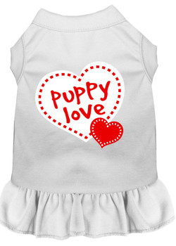 Puppy Love Screen Print Dress - White