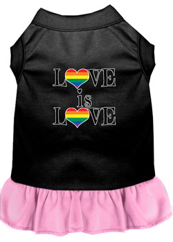 Love Is Love Screen Print Dog Dress - Black With Light Pink