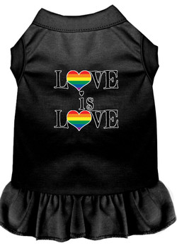 Love Is Love Screen Print Dog Dress - Black