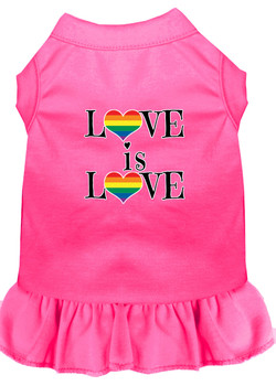 Love Is Love Screen Print Dog Dress - Bright Pink