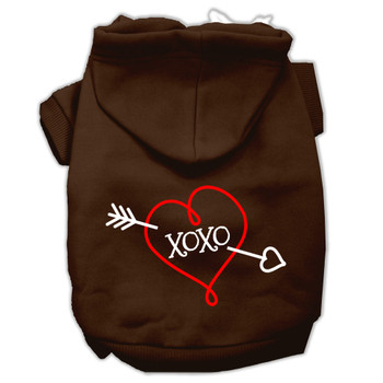 Xoxo Screen Print Pet Hoodies - Brown