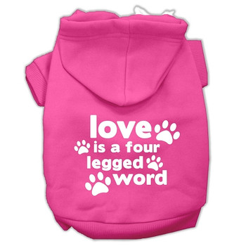 Love Is A Four Leg Word Screen Print Pet Hoodies - Bright Pink