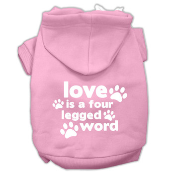 Love Is A Four Leg Word Screen Print Pet Hoodies - Light Pink