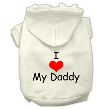 I Love My Daddy Screen Print Pet Hoodies - Cream