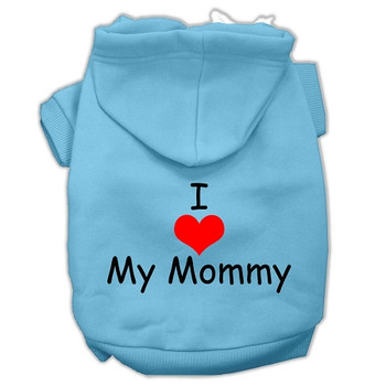 I Love My Mommy Screen Print Pet Hoodies - Baby Blue
