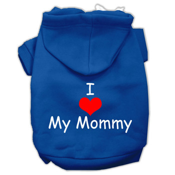 I Love My Mommy Screen Print Pet Hoodies - Blue