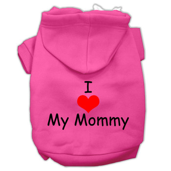 I Love My Mommy Screen Print Pet Hoodies - Bright Pink